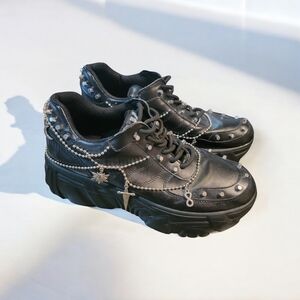 Dolls Kill Black Studded Platform Sneakers